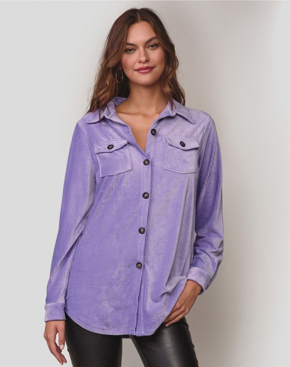 Corduroy Button Front Blouse