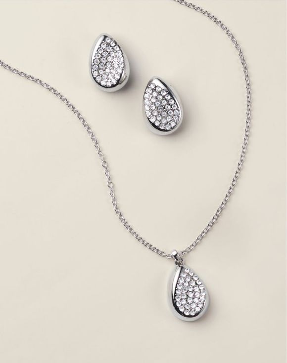 Glistening Droplet Necklace and Earring Set