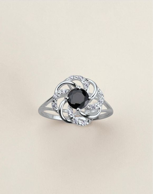 Sterling Silver Noir CZ Gala Ring