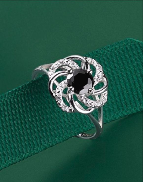 Sterling Silver Noir CZ Gala Ring