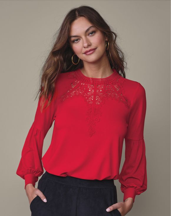 Lace-Front Blouse