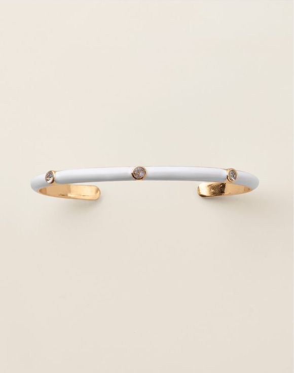Sleek Enamel CZ Cuff Bracelet Set