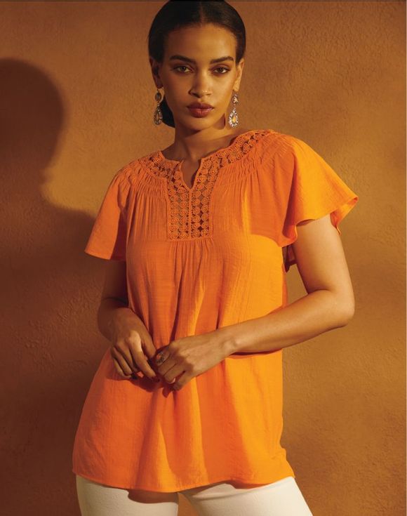 Crochet-Trim Top - 3X (26W-28W)
