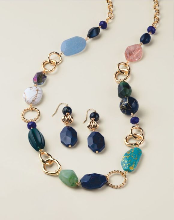1674-blue-modern-mosaic-necklace-and-earring-set--1.jpg Blue Modern Mosaic Necklace and Earring Set