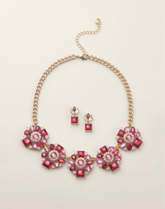 Ruby Rose Necklace and Earring Set