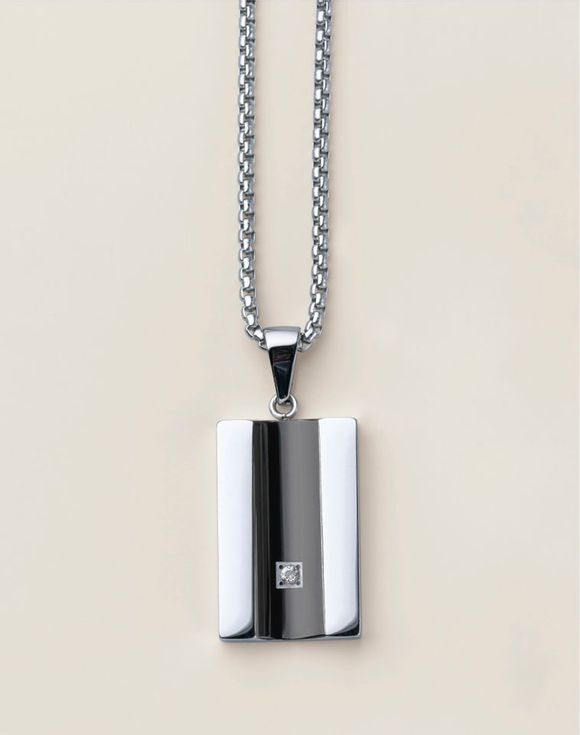 Men's Stainless Steel Vanguard CZ Necklace