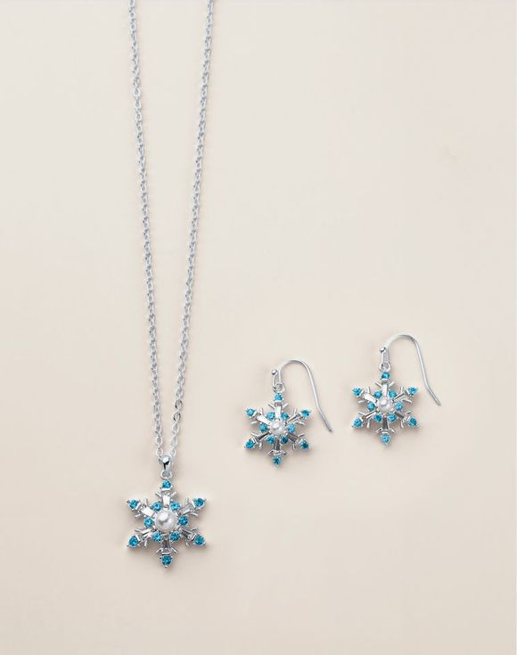 Shimmering Snowfall Necklace & Earring Set