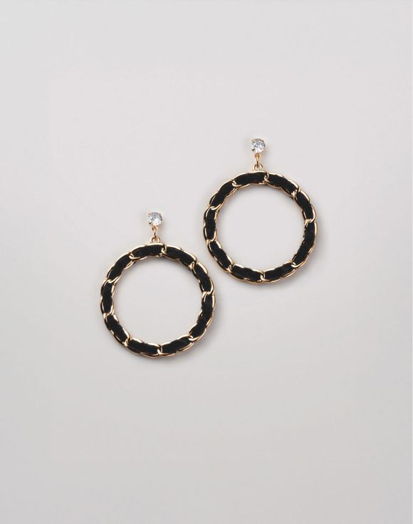 Ribbon Woven Chain Hoop Earrings