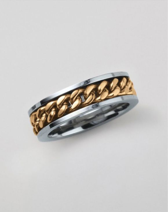 1970-his-stainless-steel-two-tone-chain-reaction-band-ring--3.jpg His Stainless Steel Two Tone Chain Reaction Band Ring