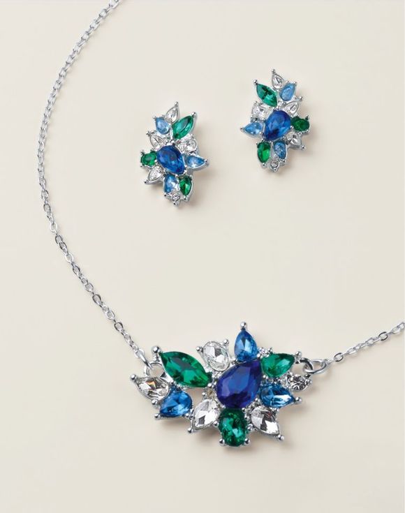2006-luxe-blue-flora-necklace-and-earring-set--1.jpg Luxe Blue Flora Necklace and Earring Set