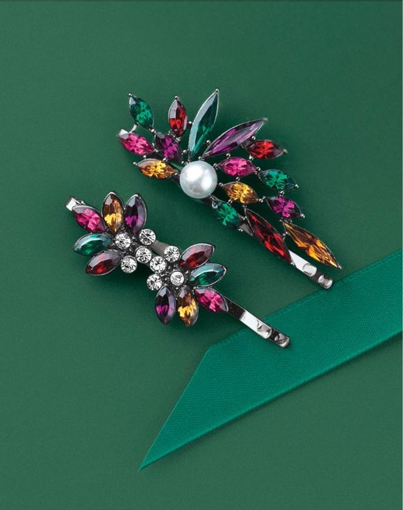Stained Glass Bloom Hair Pin Set