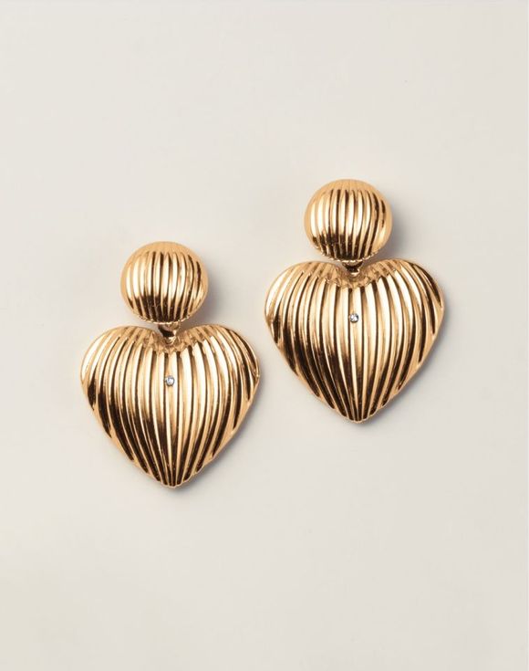 Rippled Heart Statement Earrings