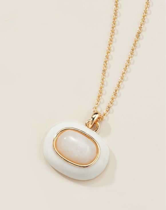 White Quartz Enamel Necklace