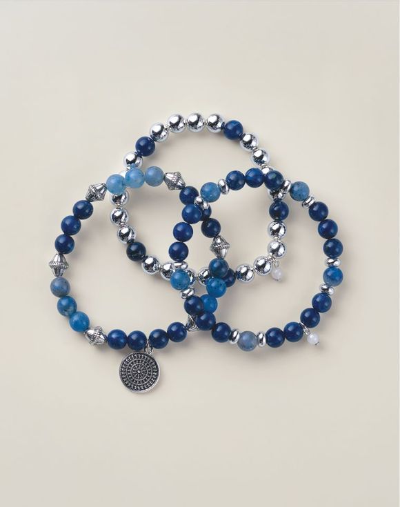 Blue Tribal Charm Bracelet Set