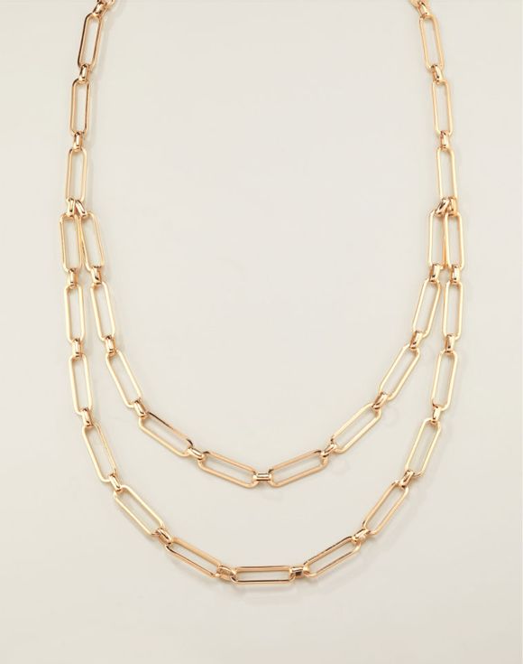 Sunlit Paperclip Long Layered Necklace