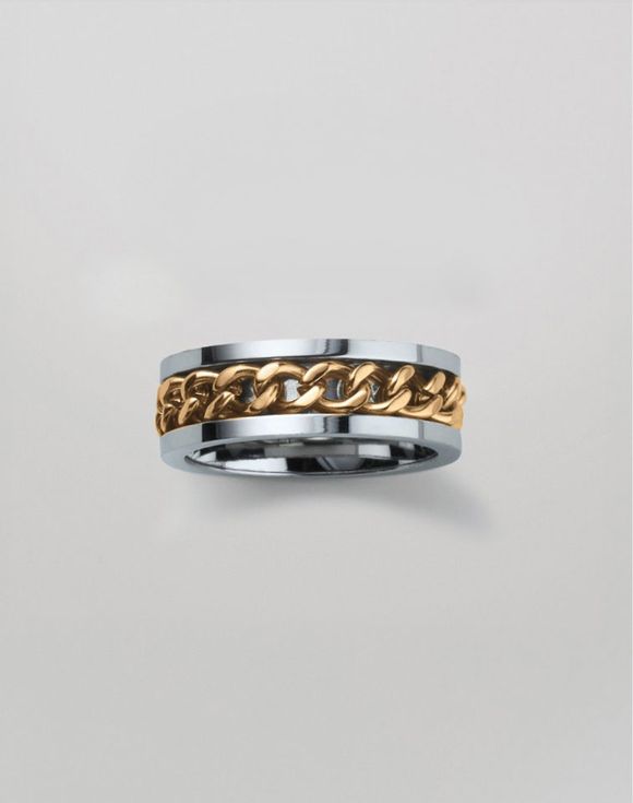 Hers Stainless Steel Two-Tone Chain Reaction Band Ring - Size 5