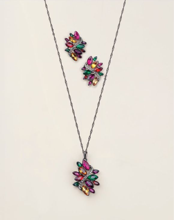 Stained Glass Bloom Necklace and Earring Set
