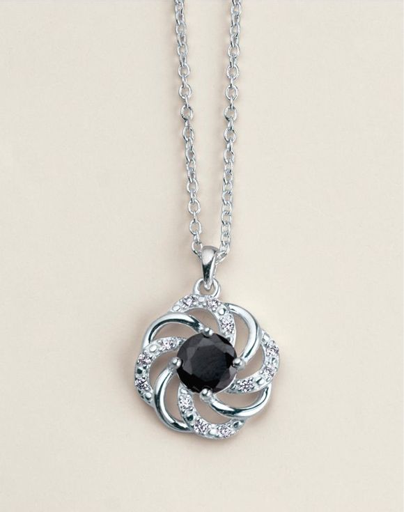 Sterling Silver Noir CZ Gala Necklace