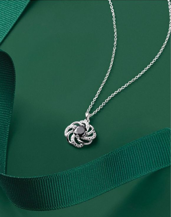 Sterling Silver Noir CZ Gala Necklace