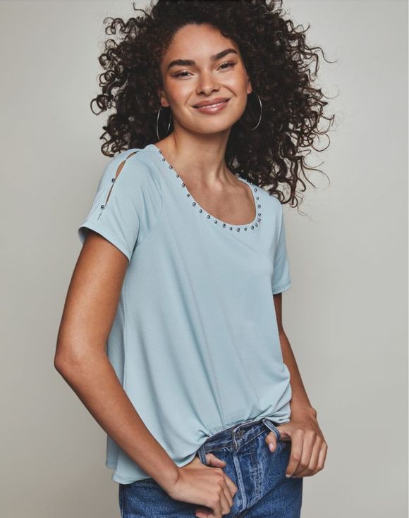Studded Sleeve Top