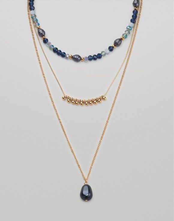 Oceanic Blue Beaded Layered Necklace