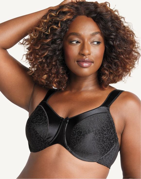 Bali® Satin Tracings® Minimizer Underwire Bra in Black & White 3562