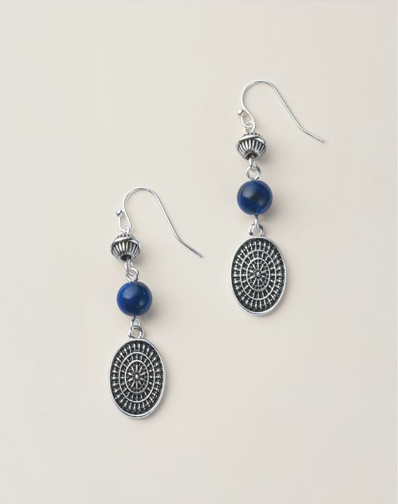 Blue Tribal Charm Necklace and Earring Set